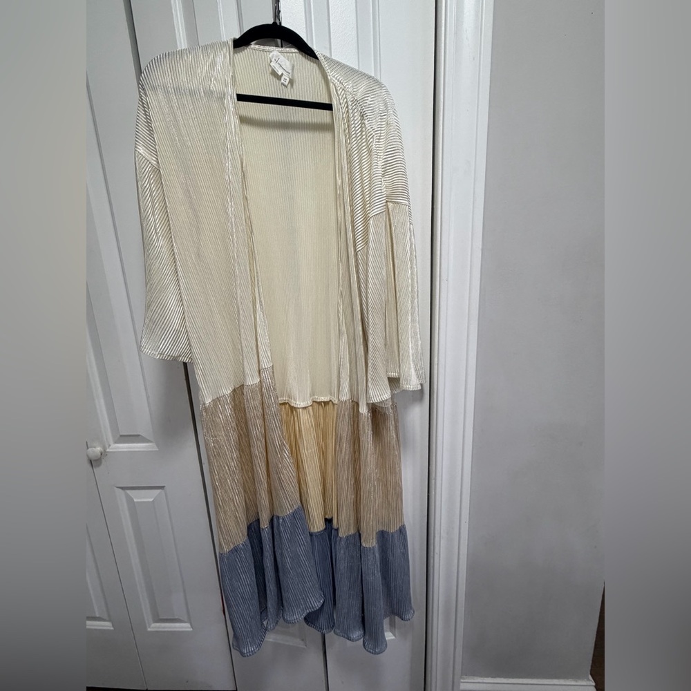 Anthropologie Cream and Blue Tunic